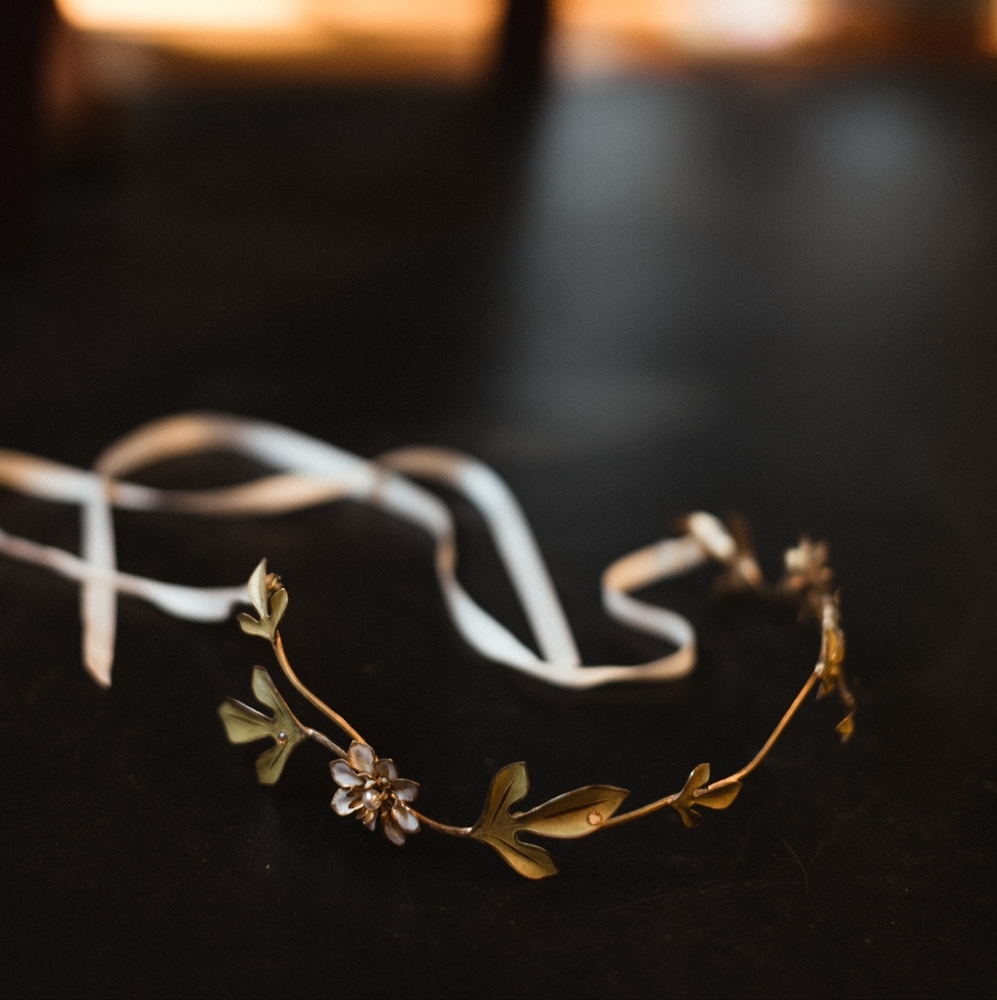 Elegant Gold Floral Halo Headpiece